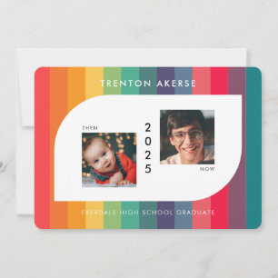 Faire-part Forme géométrique rétro colorée Photo de fin d'étu