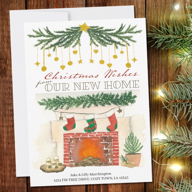 Faire-part Foyer de Noël Cosy Nouveau Foyer Vacances Déménage (Créateur téléchargé)