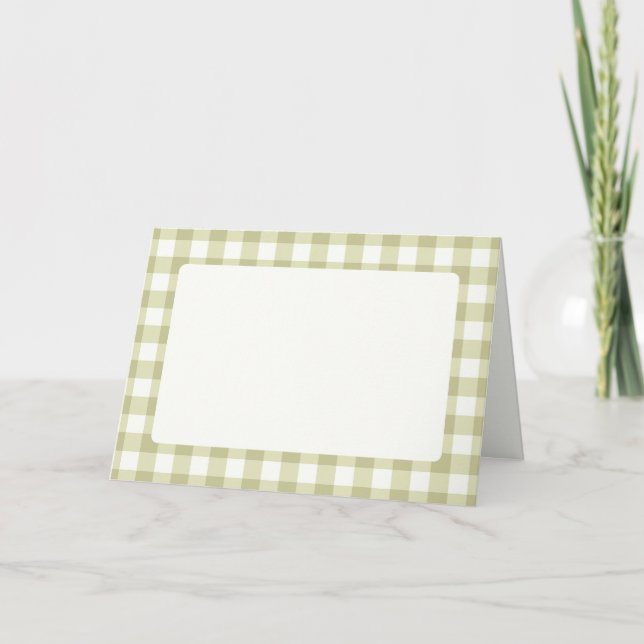 Faire-part French Country Meadow En vichy - sauge vert plaid. (Devant)