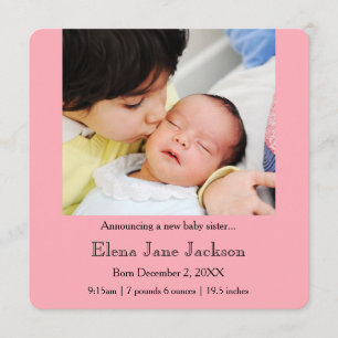 Faire-part frère 3x5 annonçant le rose de la naissance de la