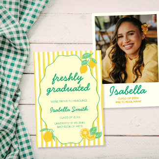 Faire-part Freshly Graduated Photo Lemon Citrus Graduation