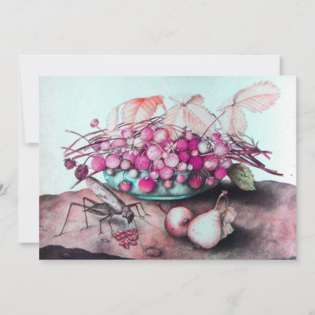 Faire-part FRUITS DE SAISON / FRAISES, PEARS Fuchsia rose (Devant)