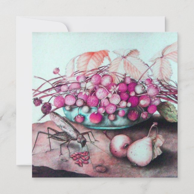 Faire-part FRUITS DE SAISON / FRAISES POIRES Noir Rose (Devant)