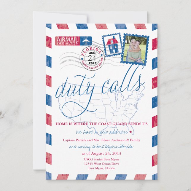 Faire-part Ft Myers Florida Aéronefs Militaires Déménagement (Devant)