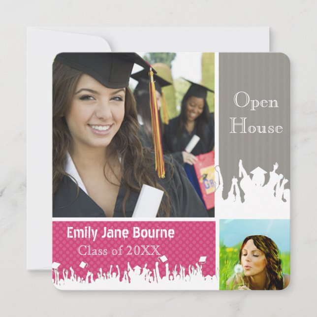 Faire-part Fuchsai gris et rose Classe de photos supérieures  (Devant)