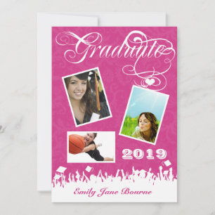 Faire-part Fuchsai gris et rose Classe de photos supérieures