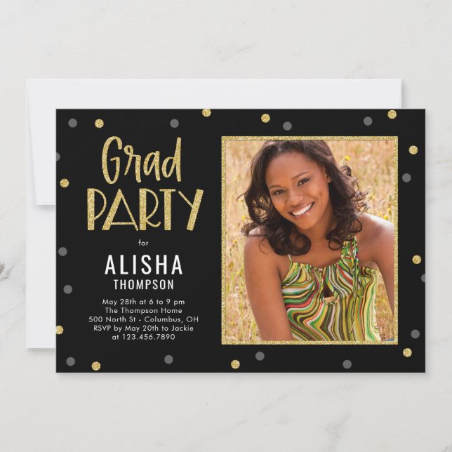 Faire-part Fun Confetti ÉDITABLE COULEUR Graduation Invitatio (Devant)