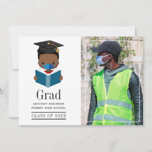 Faire-part Fun Covid-19 African American Boy Graduation Photo