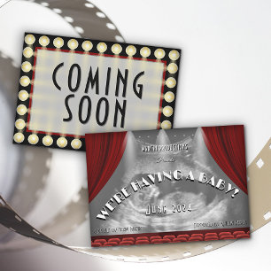 Faire-part Fun Vintage Movie Marquee Baby Ultrasound Photo