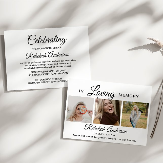 Faire-part Funérailles de collection de photos moderne 3 (Créateur téléchargé)