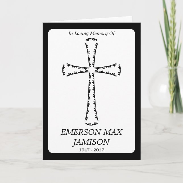 faire-part funéraire : croix élégante (Devant)