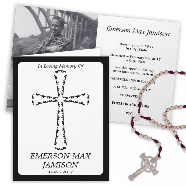 faire-part funéraire : croix élégante (Créateur téléchargé)