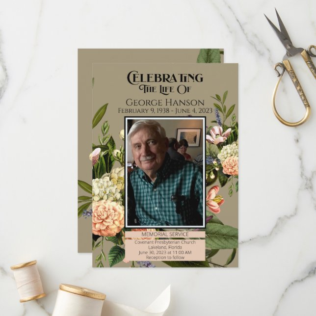 Faire-part funéraire de Peach Greenergie (Devant/Arrière en situation)