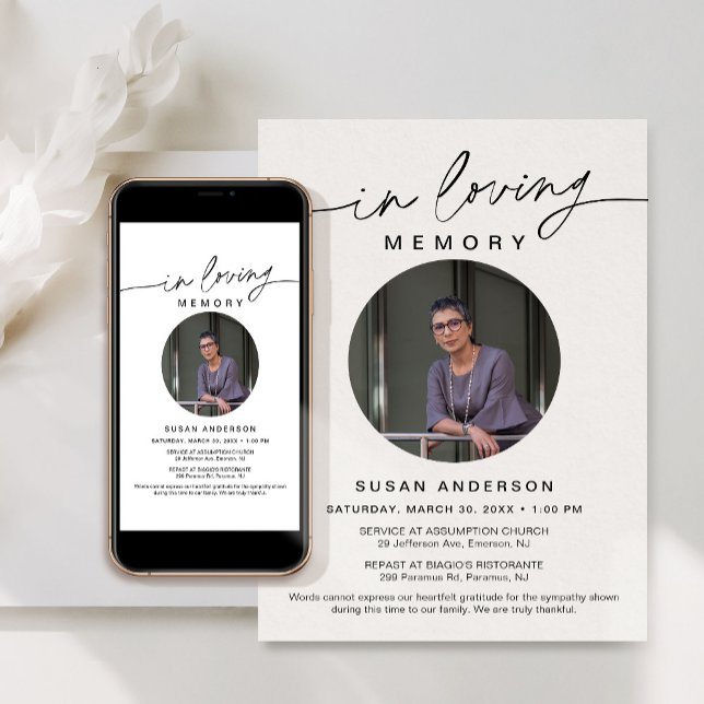 Faire-part funéraire minimaliste EVERLEIGH (Créateur téléchargé)