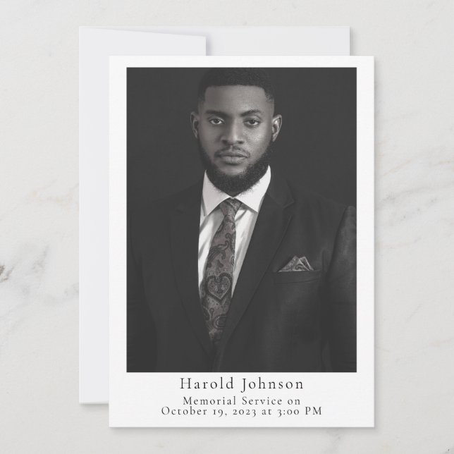 Faire-part funéraire photo simple (Devant)