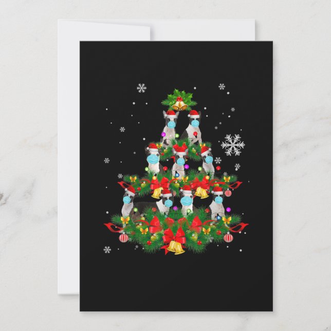 Faire-part Funky Boston Terrier Noël Arbre Chien Masque de No (Devant)