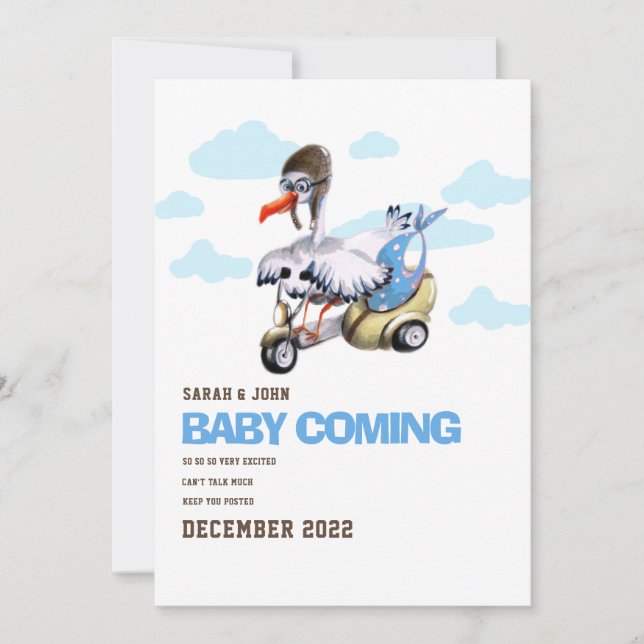 Faire-part Funny Bird Simple Cute Modern Boy Pregnancy (Devant)