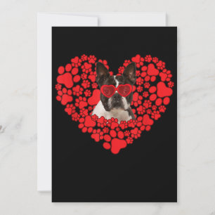 Faire-part Funny Boston Terrier Chien Paw Coeur Saint Valenti