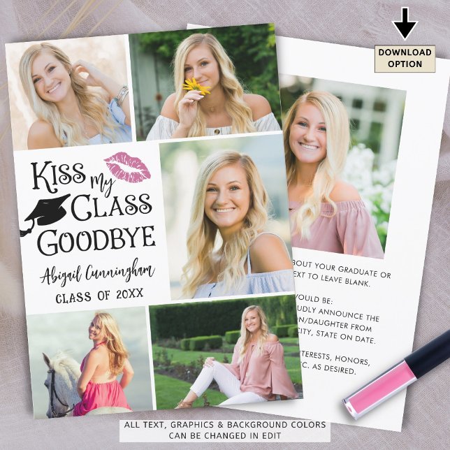 Faire-part Funny Graduate KISS MA CLASSE GOODBYE 6 Photo (Créateur téléchargé)