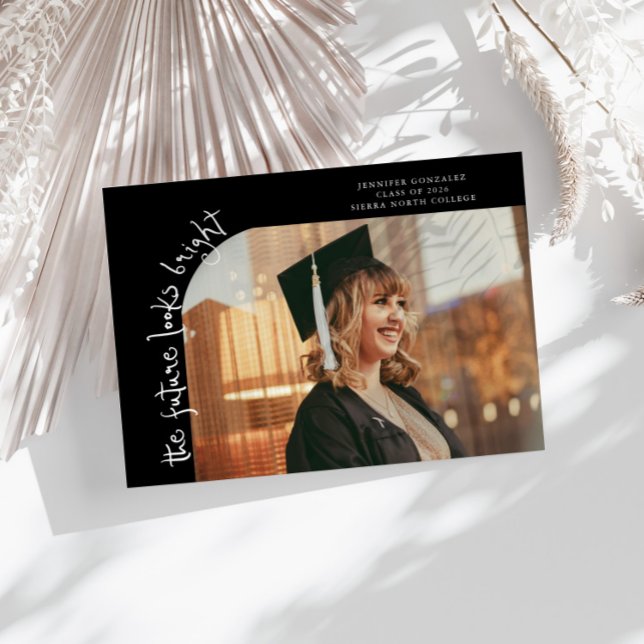 Faire-part Future Looks Bright Black Curved Photo (Créateur téléchargé)