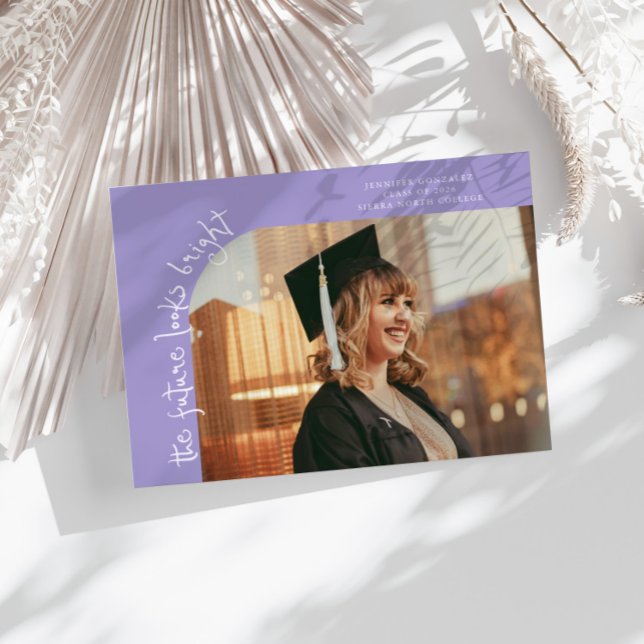 Faire-part Future Looks Bright Lilac Curved Photo (Créateur téléchargé)