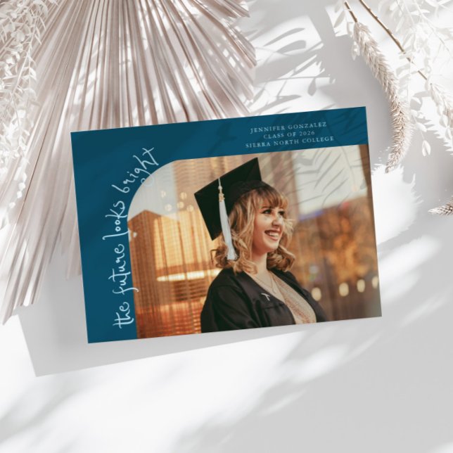 Faire-part Future Looks Bright Teal Curved Photo (Créateur téléchargé)