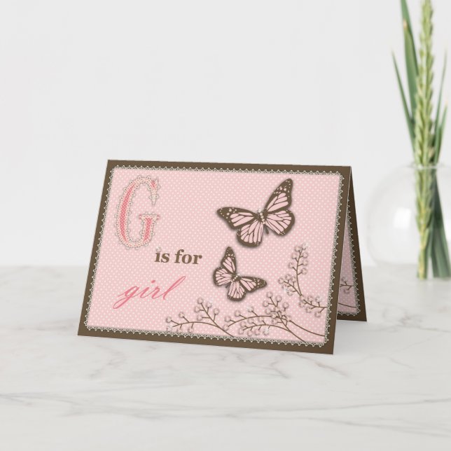 Faire-part G est pour Girl Card (Devant)