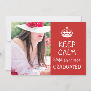 Faire-part Garder le calme Graduation Rouge Personnalisé