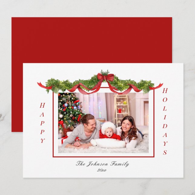 Faire-part Garland et Bows photo de vacances (Devant / Derrière)