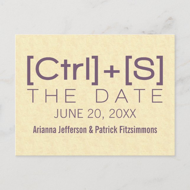Faire-part Geeky Typography Enregistrer la date Carte Postale (Devant)