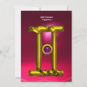 Faire-part GEMINI RUBY, Alexandrite jaune vif rose rouge