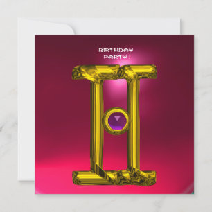 Faire-part GEMINI RUBY, Alexandrite jaune vif rose rouge