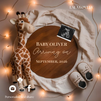 Faire-part  giraffe baby reveal pregnancy announcement card