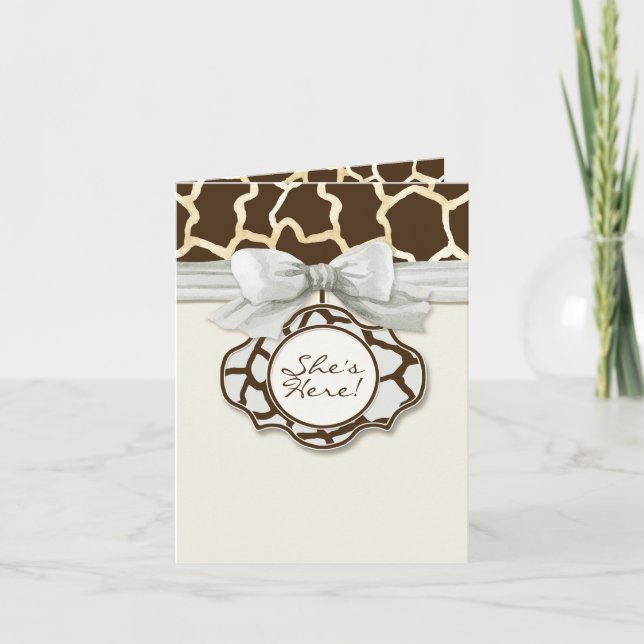 Faire-part Giraffe Motif de peau naissance nouveau-né bébé fi (Devant)