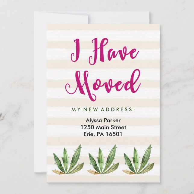 Faire-part Glam Cactus | Desert Stripes Changement d'adresse (Devant)