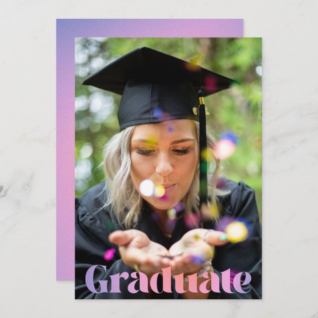 Faire-part Glam Lavender Pink Photo Overlay Graduation (Devant / Derrière)