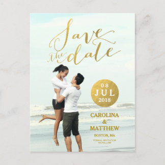 Faire-part Glamour de la feuille d'or | Carte postale de sauv