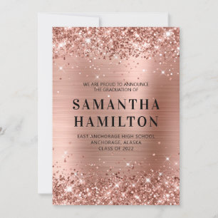 Faire-part Glittery Rose Gold Ombre Foil Graduation