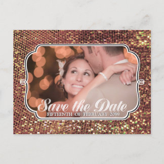 Faire-part Glitz Glam Gold Enregistrer la date Carte postale 