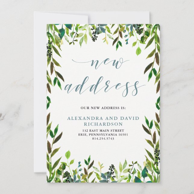 Faire-part Glorieuse verdure | Nouvelle adresse (Devant)