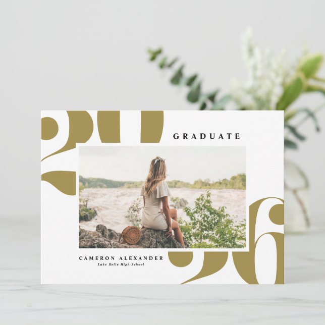 Faire-part Gold 2025 Gras Typographie Diplôme photo (Debout devant)