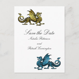 Faire-part Gold Blue Dragon Enregistrer la carte postale Date