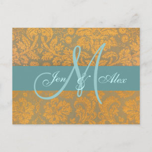 Faire-part Gold Damask Enregistrer la carte postale Date   Bl