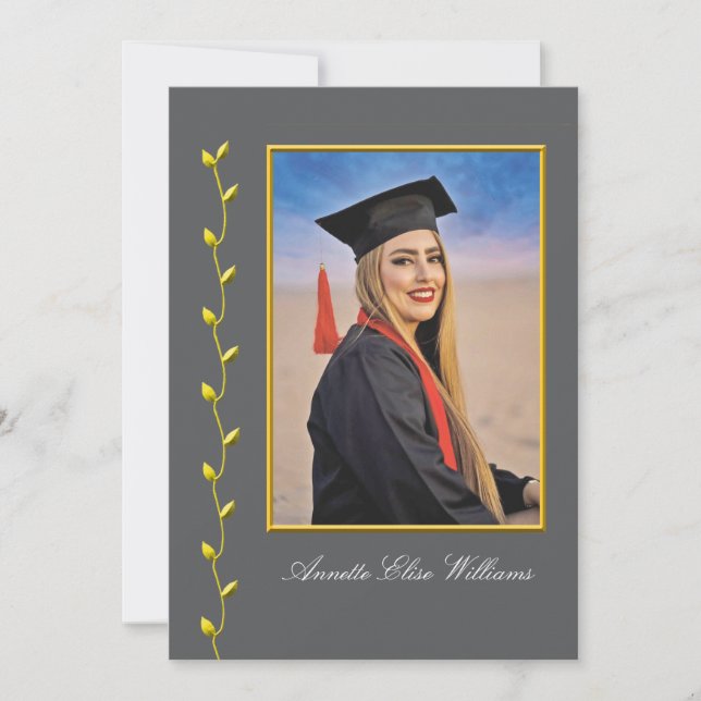 Faire-part Gold Ivy design with Photo Grad Announcment (Devant)