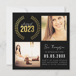 Faire-part Gold Laurel Wreath Class of 2023 Graduate Photo