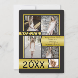 Faire-part Gold Photo Collage Classe de n'importe quelle anné