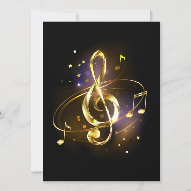 Faire-part Gold Treble Clef Music (Devant)