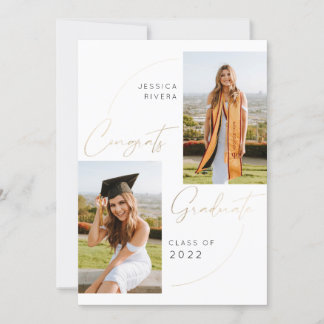 Faire-part Gold Two Photos Congrats Classe de Graduation de 2