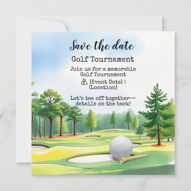 Faire-part Golf Sauvez la date Tournoi de golf (Devant)