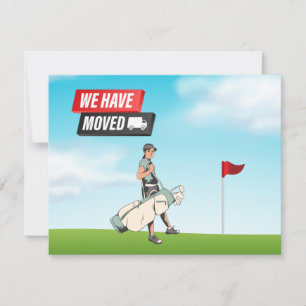 Faire-part Golfer nous avons emménagé avec golfer au drapeau 